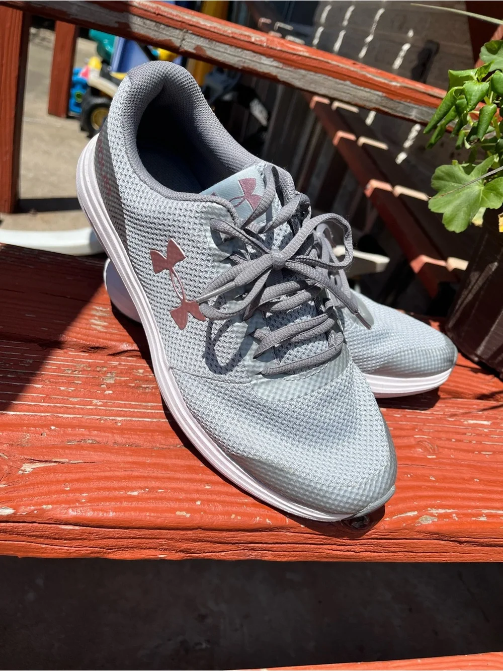 Under Armour Women's Gray Athletic Running Sneakers with White Soles